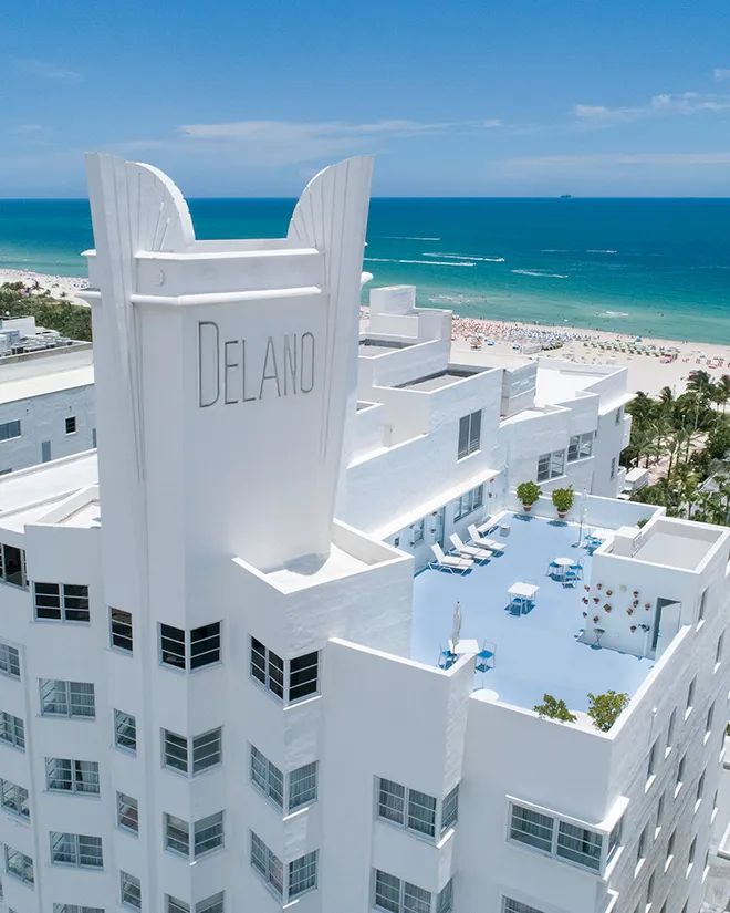The Delano Miami Beach Art Deco tower and pool deck